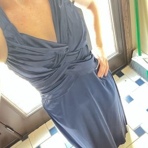 Navy Blue Satin Bridesmaid/Prom Dress